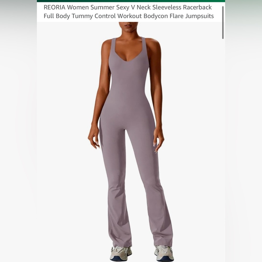 REORIA Women's V Neck Sleeveless Jumpsuit - light purple